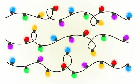 Vector of Christmas glowing lights on a white background Illustrazione stock