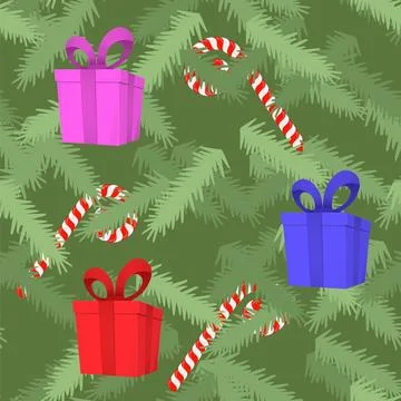 Vector Christmas green tree seamless pattern 库存插图