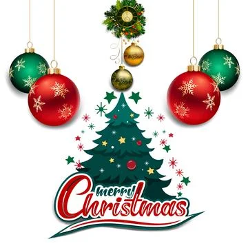 Vector Christmas hand drawn decorative tree banner Stock Illustration