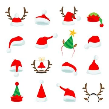 Vector Christmas Hats Illustrations Stock Illustration