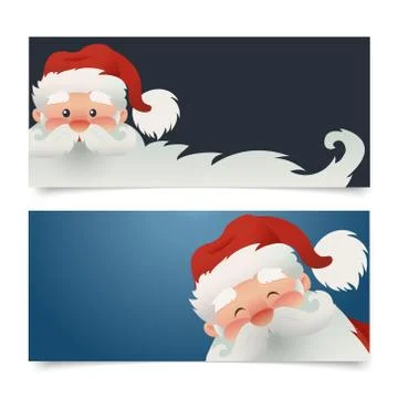 Vector Christmas horizontal banners. Vector illustration happy Santa with a.. Stock Illustration
