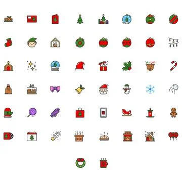 Vector of Christmas Icon Set. Perfect for user interface, new application. Stock Illustration