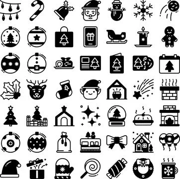 Vector of Christmas Icon Set. Perfect for user interface, new application. Stock Illustration