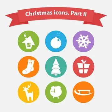 Vector Christmas icons in a flat style. Vector Christmas icons in a flat s... Stock Photos