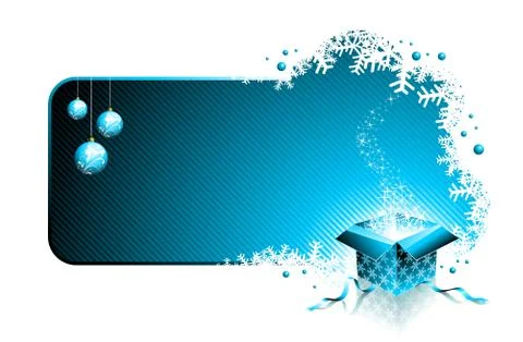 Vector Christmas illustration with gift box and glass balls on red background 스톡 일러스트