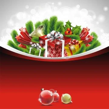 Vector Christmas illustration with gift box 스톡 일러스트