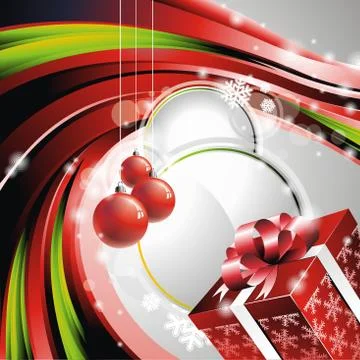 Vector Christmas illustration with gift box. 스톡 일러스트