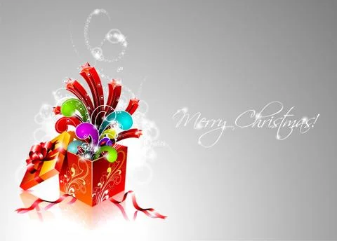 Vector Christmas illustration with magic gift box. 스톡 일러스트