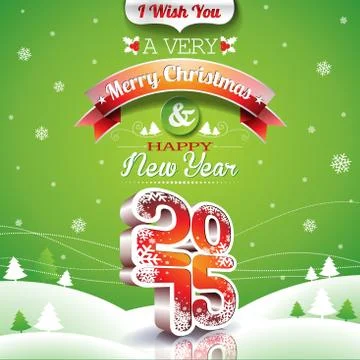 Vector Christmas illustration with typographic design Illustrazione stock