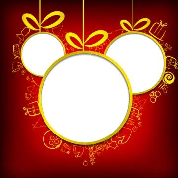Vector : Christmas items with circle space on red background Stock Illustration
