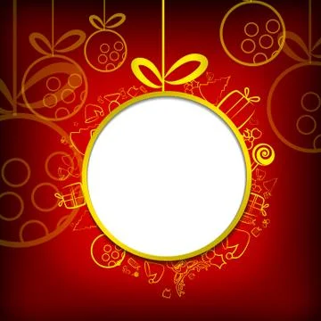 Vector : Christmas items with circle space on red background Stock Illustration