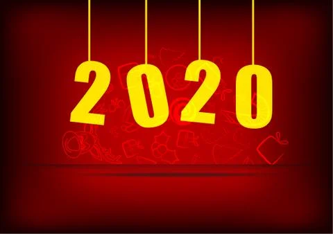 Vector : Christmas items with number 2020 Stock Illustration