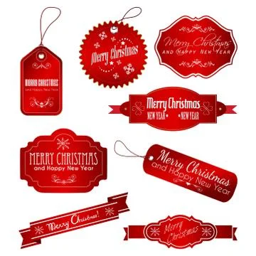 Vector Christmas label Set. Easy to edit. Illustrazione stock