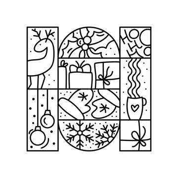 Vector Christmas logo advent composition holly berry, garland, fir tree and snow Ilustração Stock