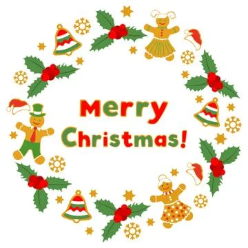 Vector Christmas New Year 2021 Gingerbread man Stock Illustration