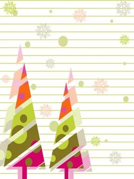 A vector Christmas &amp; new year card with colorful  Xmas tree. Stock Illustration