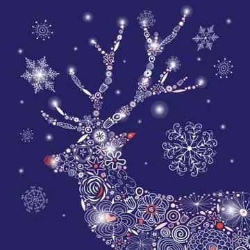 Vector Christmas ornamental deer portrait Stock Illustration