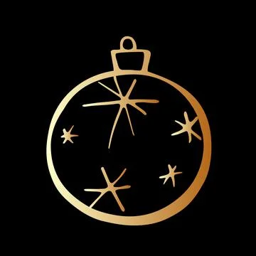 Vector Christmas outline gold tree ball. Element of New year and xmas design  Stock Illustration
