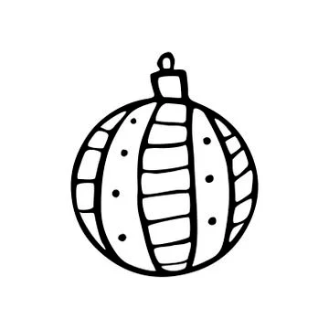 Vector Christmas outline tree ball. Element of New year and xmas design in do Stock Illustration