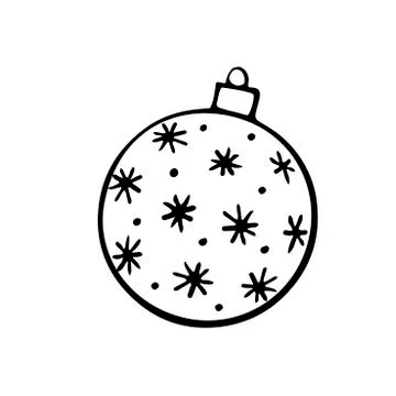 Vector Christmas outline tree ball. Element of New year and xmas design in do Stock-Illustration