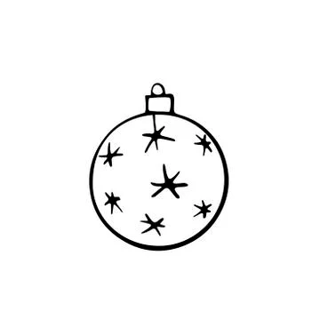 Vector Christmas outline tree ball. Element of New year and xmas design in do Stock Illustration