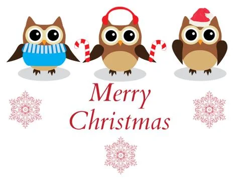 Vector Christmas Owls. Stock Illustration