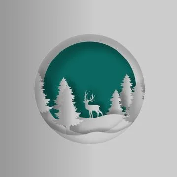 Vector Christmas paper cut vector background and design for New Year Illustra Stock Illustration