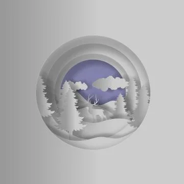 Vector Christmas paper cut vector background and design for New Year Illustra Stock Illustration