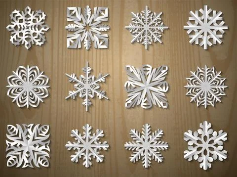 Vector christmas paper snowflake set Stock Illustration