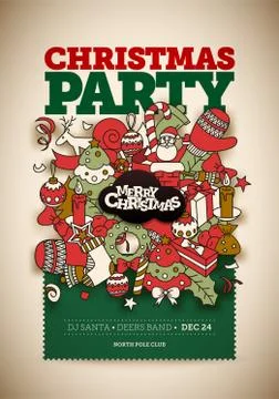 Vector Christmas Party poster design party Stock Illustration