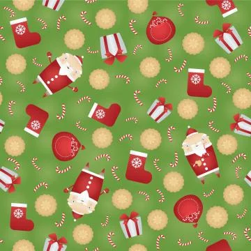 Vector Christmas pattern background with Santa Claus and event acessories Illustrazione stock