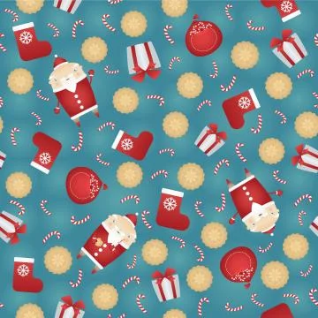 Vector Christmas pattern background with Santa Claus and event acessories Stockillustratie