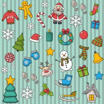Vector Christmas pattern Christmas pattern with snowman, reindeer,Christma... Stock Photos