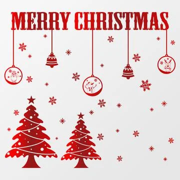 Vector of Christmas pine tree with ball and bell. Stock Illustration