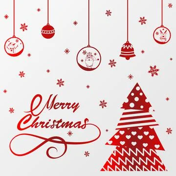 Vector of Christmas pine tree with ball and bell. Stock Illustration