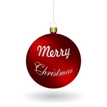 Vector christmas red ball hanging on a golden chain. Isolated on a white Illustrazione stock