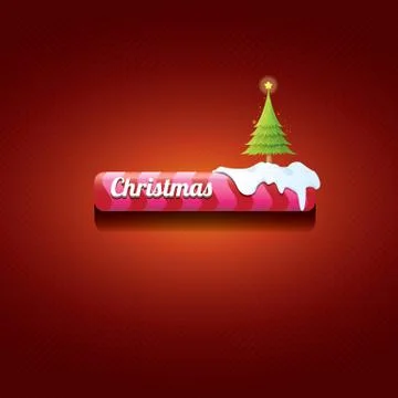 Vector Christmas red button with christmas tree Stockillustratie