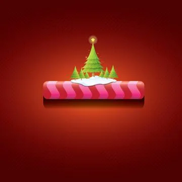 Vector Christmas red button with christmas tree Illustrazione stock
