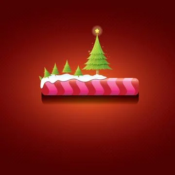 Vector Christmas red button with christmas tree 库存插图