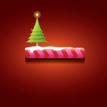 Vector Christmas red button with christmas tree Stockillustratie