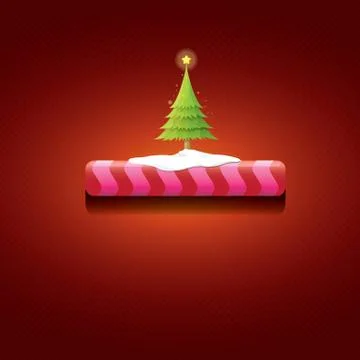 Vector Christmas red button with christmas tree Illustrazione stock