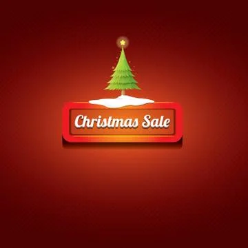 Vector Christmas red button with christmas tree Illustrazione stock