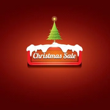 Vector Christmas red button with christmas tree Stockillustratie