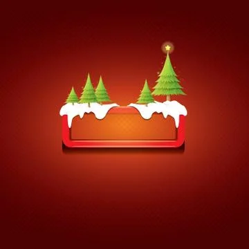 Vector Christmas red button with christmas tree 库存插图
