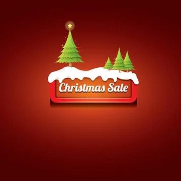 Vector Christmas red button with christmas tree 库存插图