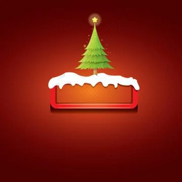 Vector Christmas red button with christmas tree 库存插图
