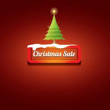 Vector Christmas red button with christmas tree Illustrazione stock