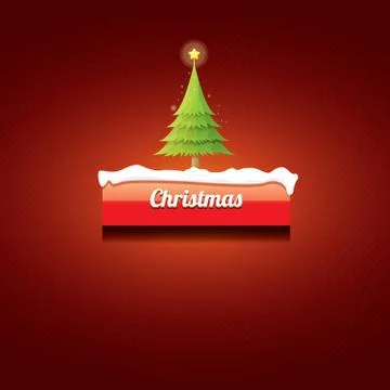 Vector Christmas red button with christmas tree 库存插图