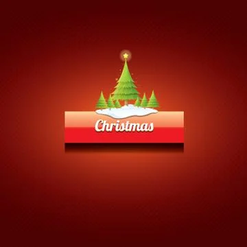 Vector Christmas red button with christmas tree Stockillustratie