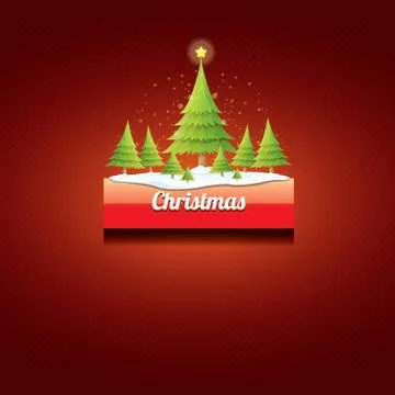 Vector Christmas red button with christmas tree Stockillustratie